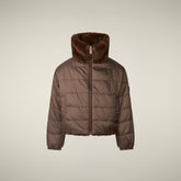 Giacca bambina reversibile Ceri in pelliccia animal free marrone teddy | Save The Duck