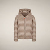 Girls' Hooded Puffer Jacket Rosy in Sand Beige | Save The Duck