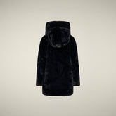 Giacca lunga bambina reversibile Flora in pelliccia-animal free nero | Save The Duck