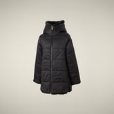 Giacca lunga bambina reversibile Flora in pelliccia-animal free nero | Save The Duck