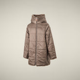 Veste longue pour fille réversible modèle Flora en fourrure Animal Free gris taupe pour fille | Save The Duck