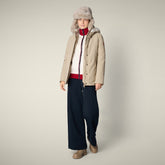 Parka donna animal free Mina stone beige e bianco ottico - ARCTIC DONNA | Save The Duck