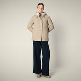 Parka donna animal free Mina stone beige e bianco ottico - ARCTIC DONNA | Save The Duck