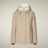 Parka donna animal free Mina stone beige e bianco ottico - ARCTIC DONNA | Save The Duck