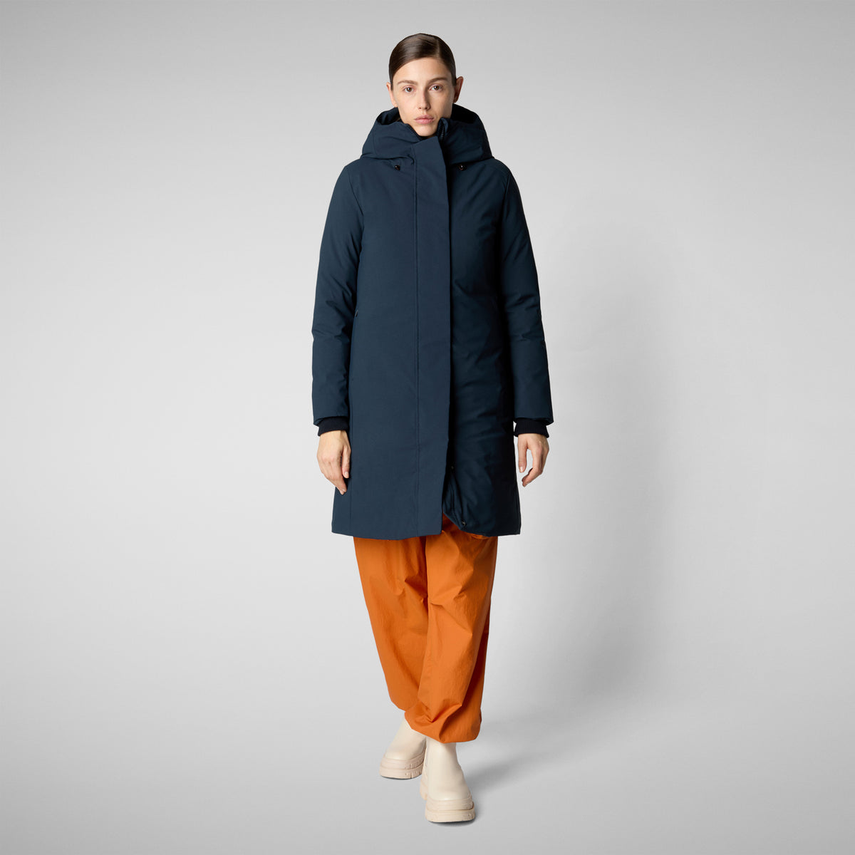 Damen-parka Sienna mit kapuze in Blauschwarz