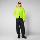 Man's animal free puffer jacket Helios in fluo yellow - New In Man | Save The Duck