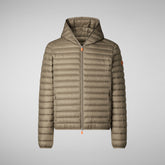Man's animal free hooded puffer jacket Donald in storm grey | Save The Duck