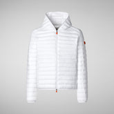 Man's animal free hooded puffer jacket Donald in white | Save The Duck