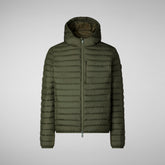 Man's animal free puffer Cael in dusty olive | Save The Duck