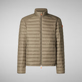 Man's animal free puffer jacket Alexander in dusty olive | Save The Duck