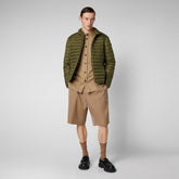 Man's animal free puffer jacket Alexander in dusty olive | Save The Duck