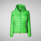 Woman's animal free puffer Kyla in fluo green | Save The Duck