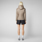 Woman's animal free hooded puffer Alexa in pearl grey | Save The Duck