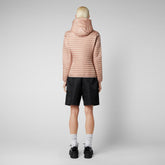 Woman's animal free hooded puffer Alexa in powder pink - Women's Animal-Free Puffer jackets | Save The Duck
