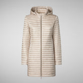Woman's animal free puffer Megs in sand beige | Save The Duck