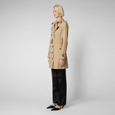 Woman's raincoat Audrey in stardust beige - Women's Raincoats | Save The Duck