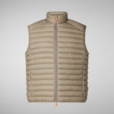 Man's quilted gilet Adam in rainy beige | Save The Duck