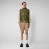 Man's quilted gilet Adam in dusty olive | Save The Duck