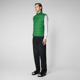 Man's quilted gilet Adam in rainforest green | Save The Duck