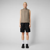 Woman's quilted gilet Charlotte in elephant grey | Save The Duck