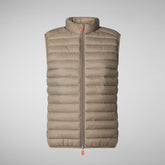 Woman's quilted vest Charlotte in rainy beige | Save The Duck
