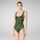 Woman's swimwear Ondine in macro palms on green - Woman's Swimwear | Save The Duck