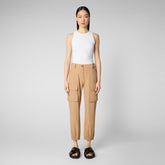 Woman's trousers Gosy in biscuit beige | Save The Duck