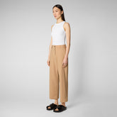 Woman's trousers Gita in biscuit beige - Trousers & Skirts | Save The Duck