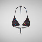 Woman's triangle bikini top Xara in rainbow ducks on black - Woman's Swimwear | Save The Duck
