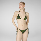 Woman's adjustable bikini bottom Wiria in macro palms green - Women's Beachwear | Save The Duck