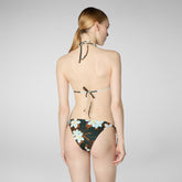 Woman's adjustable bikini bottom Wiria in brown frangipani - Woman's Swimwear | Save The Duck
