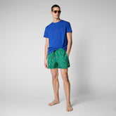Man's swimwear Ademir in boats on green - Men's Beachwear | Save The Duck