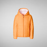 Boys' animal free hooded puffer jacket Gillo in fluo orange | Save The Duck