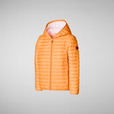 Boys' animal free hooded puffer jacket Gillo in fluo orange - Boys | Save The Duck