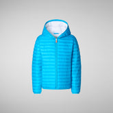 Boys' animal free hooded puffer jacket Gillo in fluo blue - Boys | Save The Duck