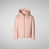 Girls' animal free hooded puffer jacket Rosy in powder pink - Girls | Save The Duck