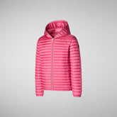 Girls' animal free hooded puffer jacket Rosy in gem pink - Animal-Free Puffer Jackets Girl | Save The Duck