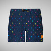 Boys' swimwear Getu in rainbow ducks on navy blue | Save The Duck