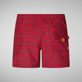 Boys' swimwear Getu in bananas and raspberry on red | Save The Duck