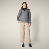 Piumino donna animal free Selin grigio mélange - Short puffer jackets | Save The Duck