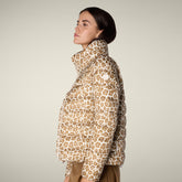 Piumino donna animal free Flower con stampa leopardo marrone - Donna | Save The Duck