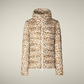 Piumino donna animal free Flower con stampa leopardo marrone - Donna | Save The Duck