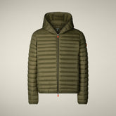 Piumino animal free con cappuccio uomo Donald Verde oliva - Piumini Uomo Animal-Free | Save The Duck