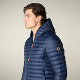 Piumino animal free con cappuccio uomo Donald blu navy - Piumini Uomo Animal-Free | Save The Duck