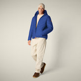 Piumino animal free con cappuccio uomo Donald blu elettrico - Piumini Uomo Animal-Free | Save The Duck