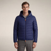 Doudoune à capuche Donald animal-free eclipse bleu pour homme | Save The Duck