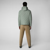 Man's animal free hooded puffer jacket Tarak in seaweed green - Recycled Man | Save The Duck
