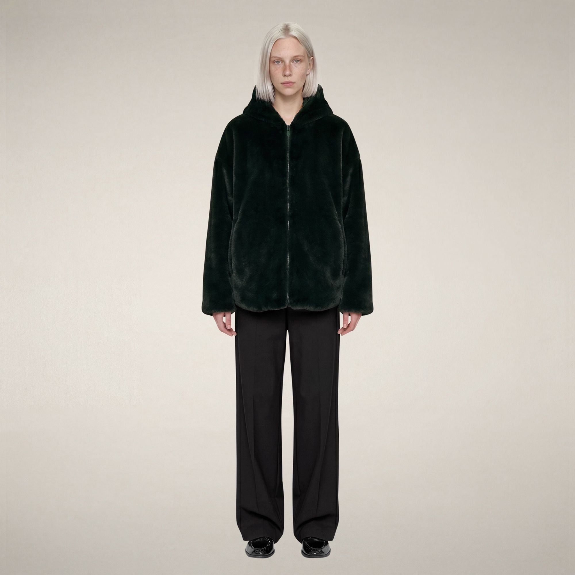 Women's Reversible Faux Fur Jacket Davina in Nori Green
