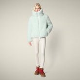 Piumino donna Kennie in shearling animal free azzurro ghiaccio - Faux Fur | Save The Duck