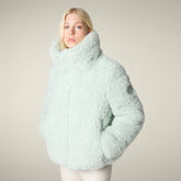 Piumino donna Kennie in shearling animal free azzurro ghiaccio - Faux Fur | Save The Duck
